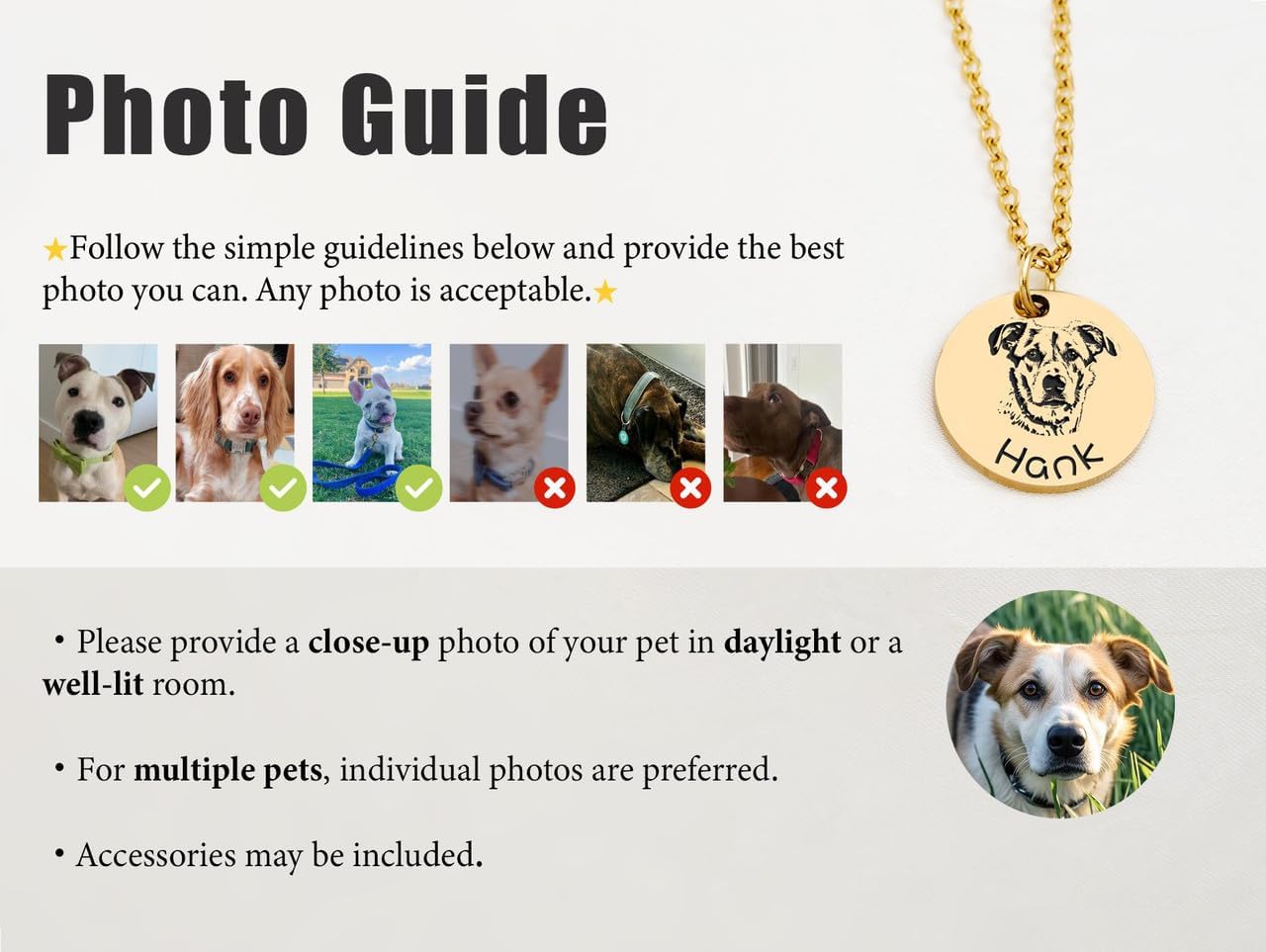 Personalized Pet Portrait Necklace, Handmade Memorial Jewelry Gift,Customized Gifts Photo Engraved Necklace for Animal Lovers, Custom Dog Cat Picture Pet Memorial Pendant