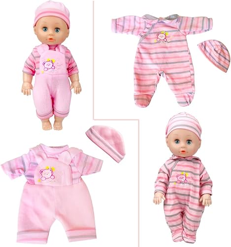 Miniatura 5 de 8 juegos de ropa para muñecas de bebé de 12 pulgadas, ropa hecha a mano de 10-11-12 pulgadas, ropa hecha a mano, sombrero encantador, vestido y