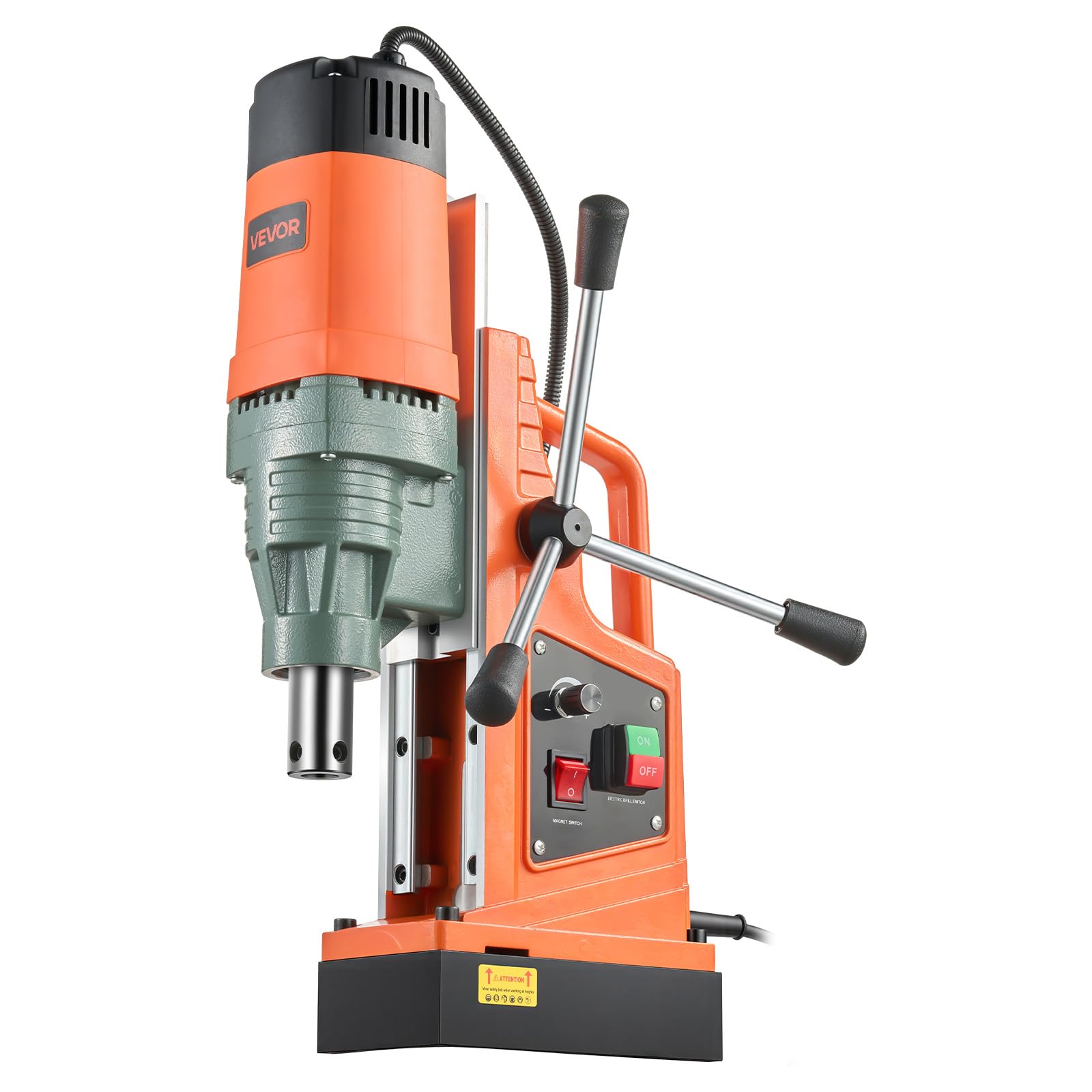 VEVOR Magnetbohrmaschine, 1550-W-Motor, Magnetbohrer 50 mm Kernbohrdurchmesser, 13000 N Magnetkraft, Drehzahlregelung 0–550 U/min, Kernbohrmaschine für Metalloberflächen, Heimwerkerbedarf