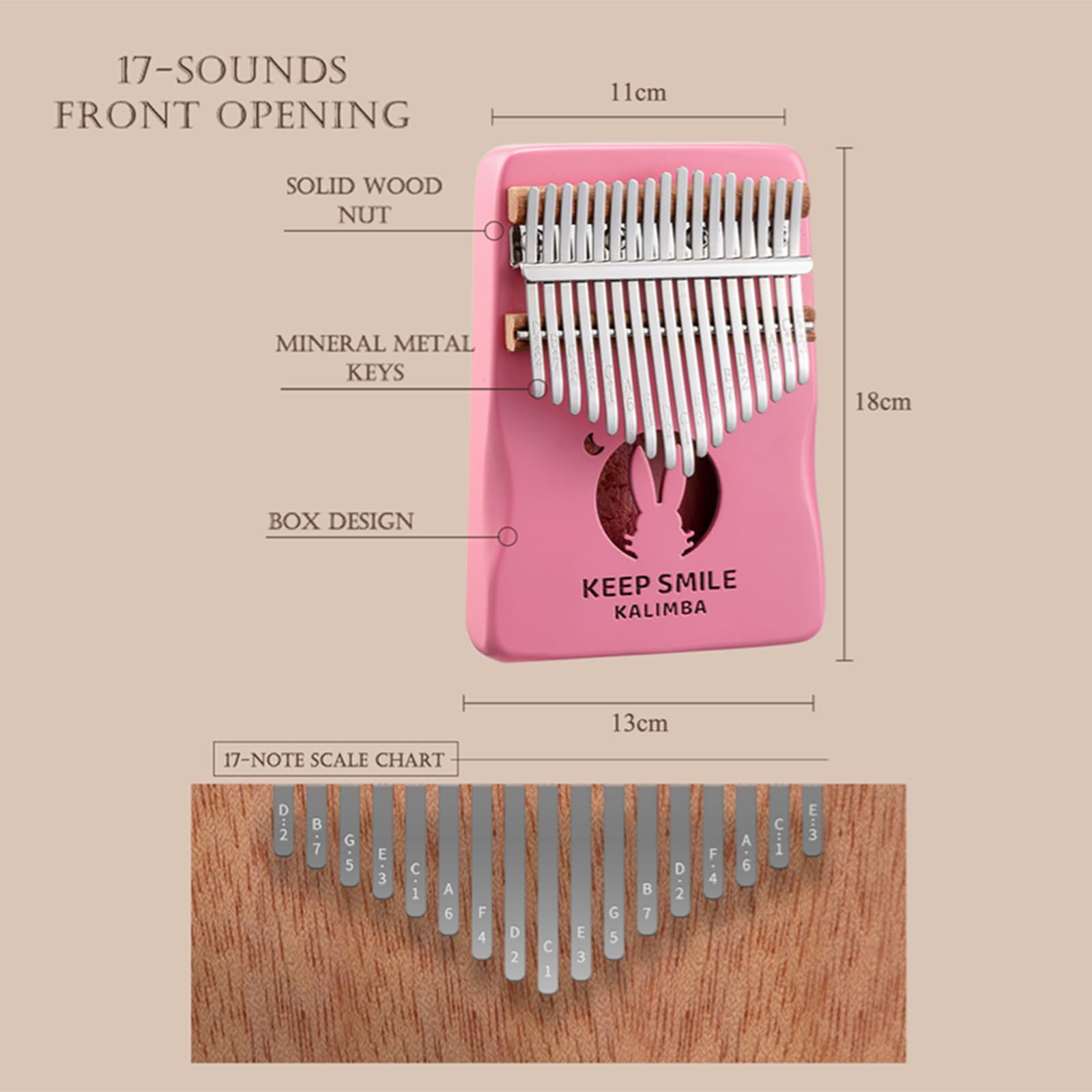 Kalimba Piano à pouce professionnel portable en acajou Mbira avec marteau d'accordage, sac de transport, instructions, cadeau idéal pour anniversaire, vacances, mariage, instruments de musique pour