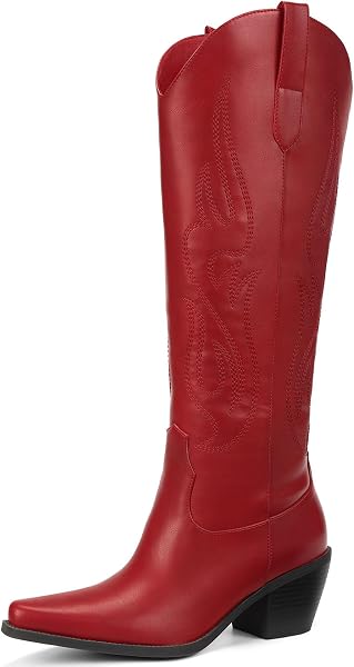 Pasuot Western Cowboy Boots for Women - Knee High Wide Calf Cowgirl Boots…