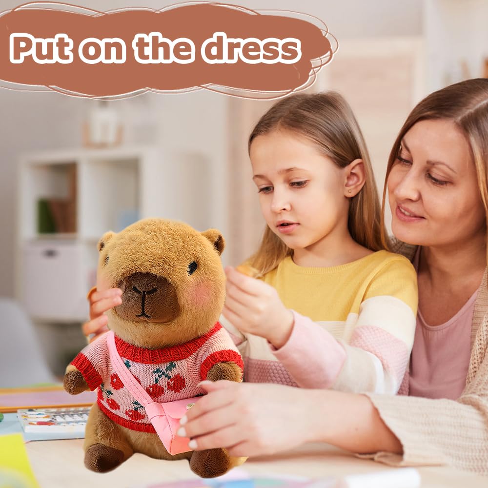 KBIBCK Capybara Plush with 9PCS Clothes&Accessories, 25cm Capybara Stuffed Animal, Cute CapybaraTeddy - Image 3
