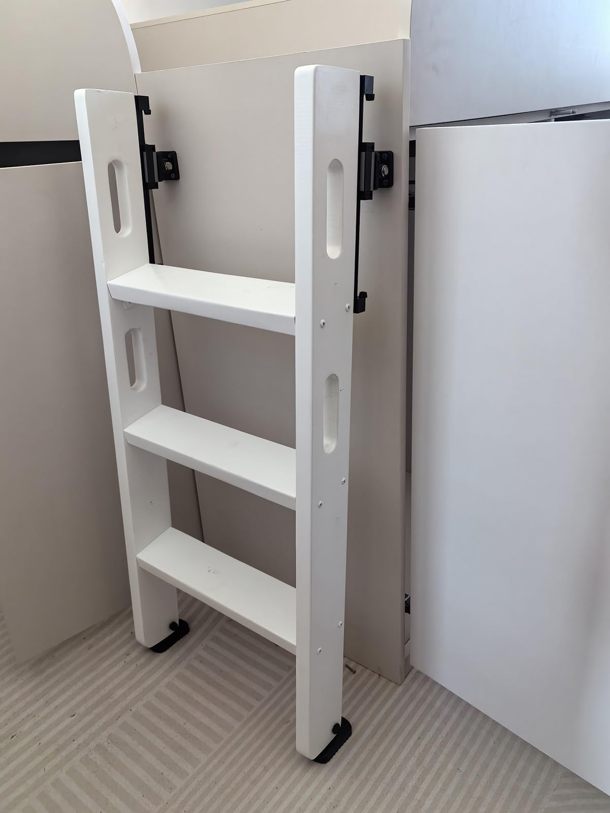 Scala per Soppalco Scala a Scomparsa in Legno per Soppalco con Corrimano, Scaletta Antiscivolo a Parete per Letto a Castello, Scala Robusta per Mansarda(White,8 step-2.34m(7.7ft))