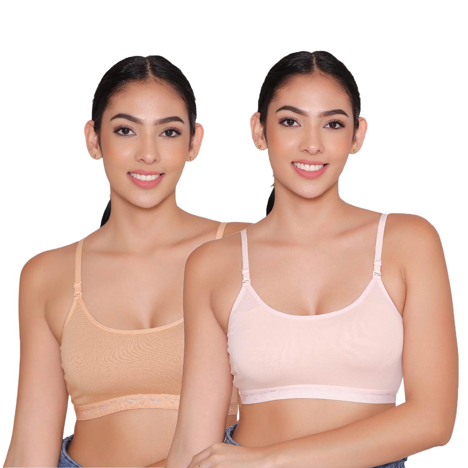 Slip on Everyday Bra for Girls, Beginner Friendly, Non Padded, Wireless, Double Layered Cups, Full Coverage Sports Brassiere for Girls- Tango Combo of 2-image-33