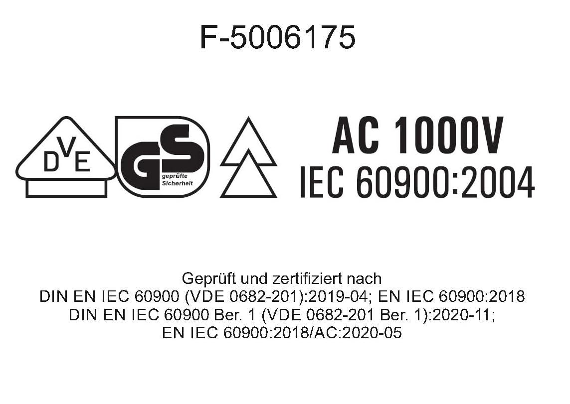 Set INGDAUM® VDE di 4 pinze con tronchese laterale, pinza a becchi mezzotondi curvi, a becchi tondi e universale, ciascuna da 6"/160 mm, isolata contro 1000 V (versione 4.1)