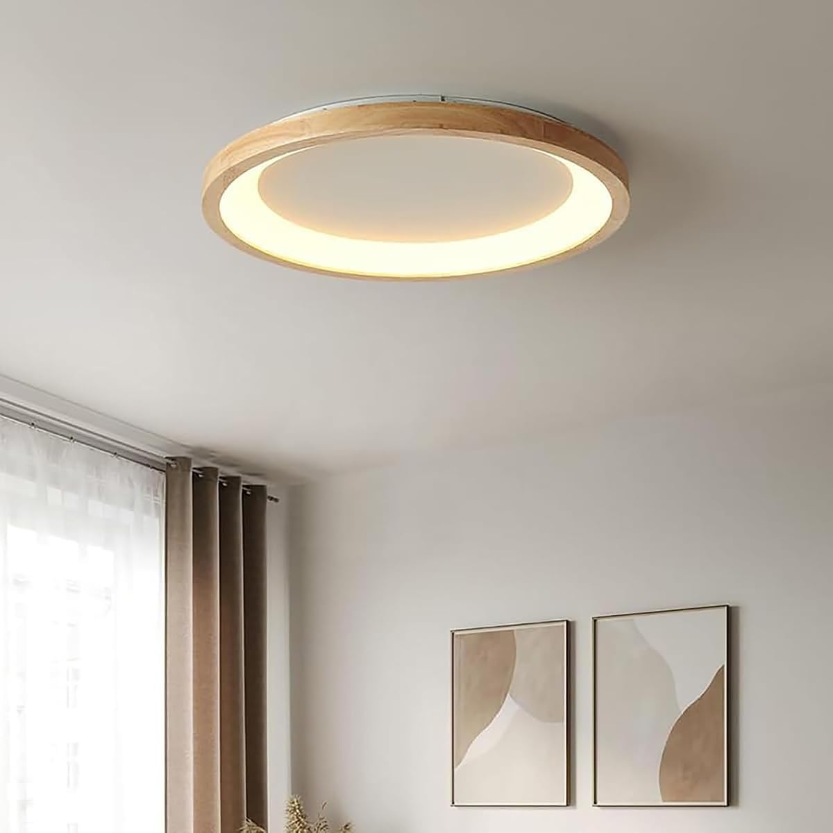 Lobpor Ceiling Light 6 tatami 8 tatami Wood Grain Finish Lighting Dimming and Toning Adjustable LED Ceiling Light for 6-8 tatami Easy Installation (40 cm, Multi-step Dimming, Remote Control Included)
