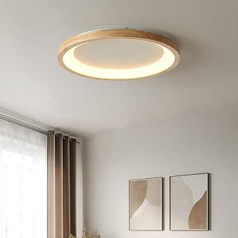 Lobpor Ceiling Light 6 tatami 8 tatami Wood Grain Finish Lighting Dimming and Toning Adjustable LED Ceiling Light for 6-8 tatami Easy Installation (40 cm, Multi-step Dimming, Remote Control Included)