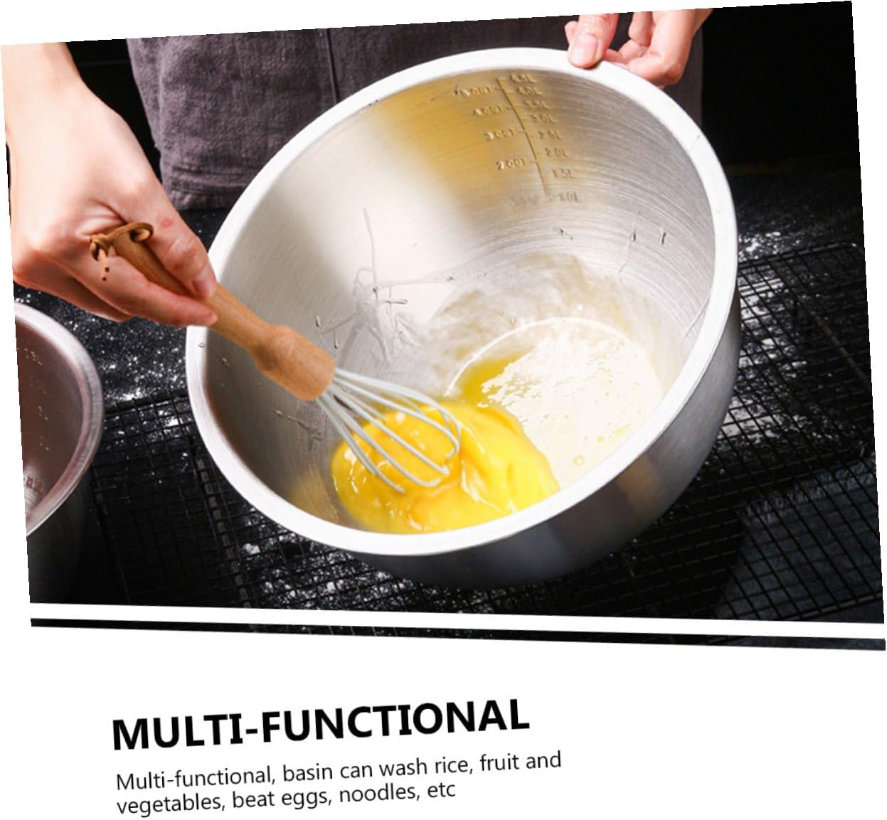 Stainless Steel Colander and Mixing Basin with Anti-slip Flat Bottom Multi-use Kitchen Strainer for Washing Vegetables Rice Fruits and Salad Space-saving Home Accessory