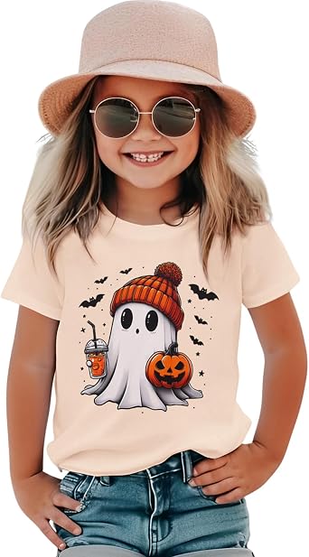 Halloween Shirts for Toddler Baby Girls Boys Pumpkin T-Shirts Ghost Tees Short Sleeve Tops Spooky Season Clothes