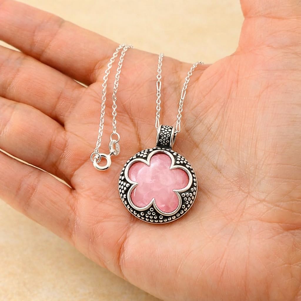 Only faith Gotlandzki naszyjnik ze srebra wysokiej próby 925, wisiorek z kamienia naturalnego Amulet ochronny, włoski łańcuszek 45 cm, z pudełkiem na prezent