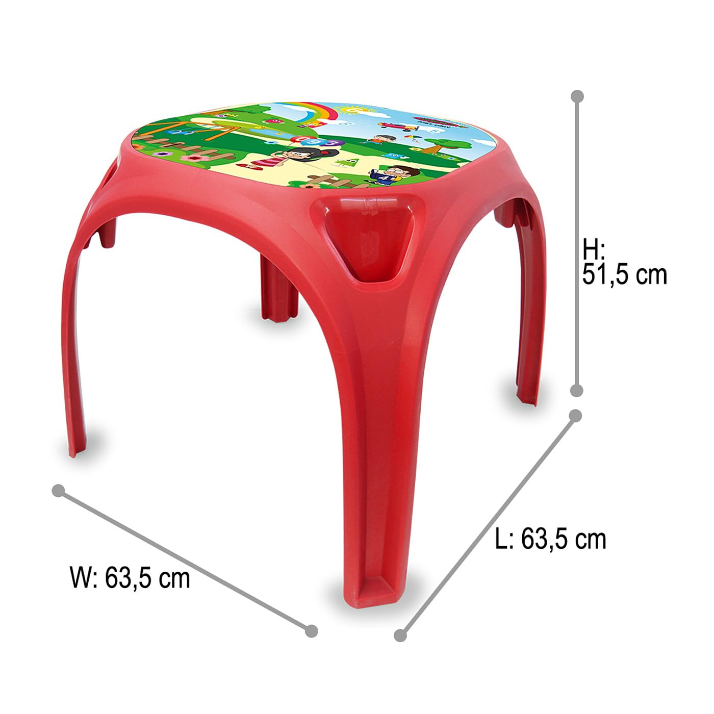JAMARA 460751 Kindertisch Zahlenspass XL-aus robustem Kunststoff, Indoor-Outdoor geeignet, Aufdruck auf der Tischplatte, abgerundete Kanten, rutschfeste Gummifüße, rot