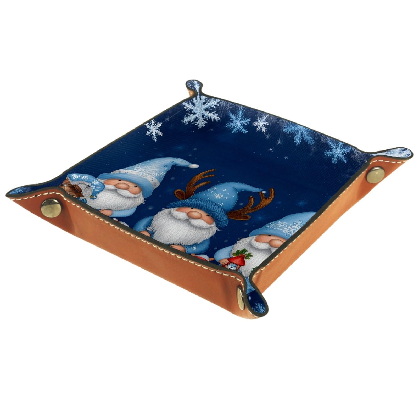 VAPOKF Christmas Gnome Portable Folding Dice Rolling Tray, Microfiber Leather Dice Holder for Dice Games Like RPG, DND and Other Table Games