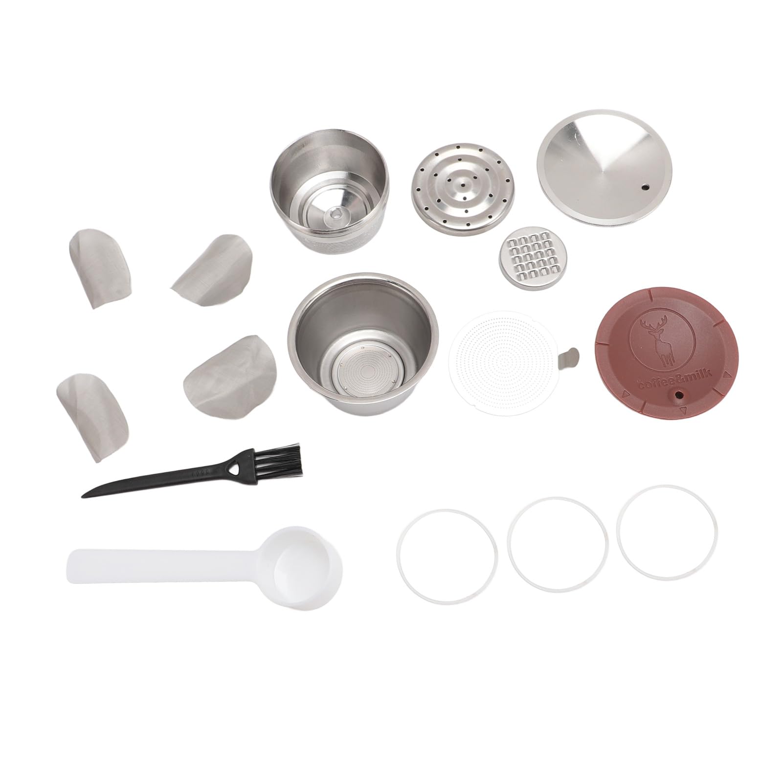 Hidyliu Cápsula de café de Acero Inoxidable con Tapa de Silicona, Taza Reutilizable Portátil para Viajes de Oficina en Casa, 177g