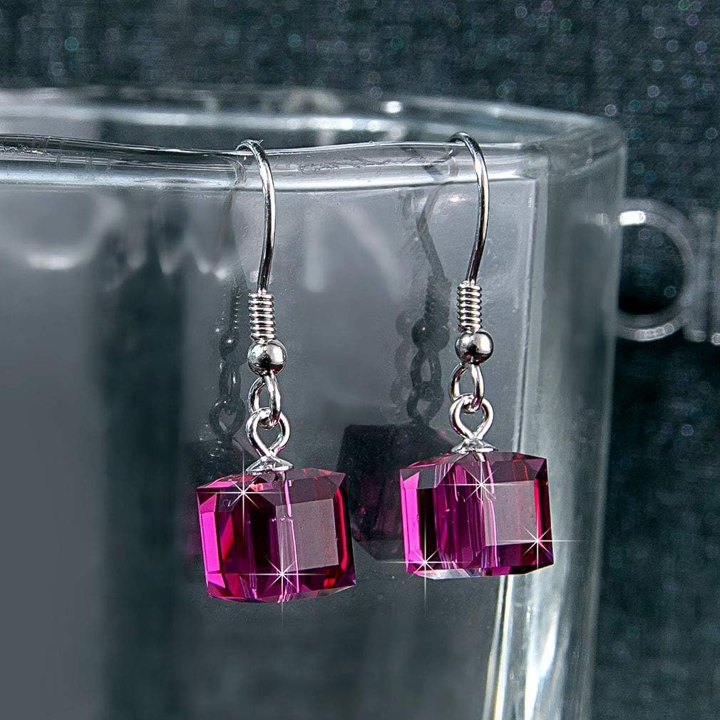 Austrian Crystal Cube Drop Dangle Earrings for Women Fashion 14K Gold Plated Hypoallergenic Jewelry - Image 5