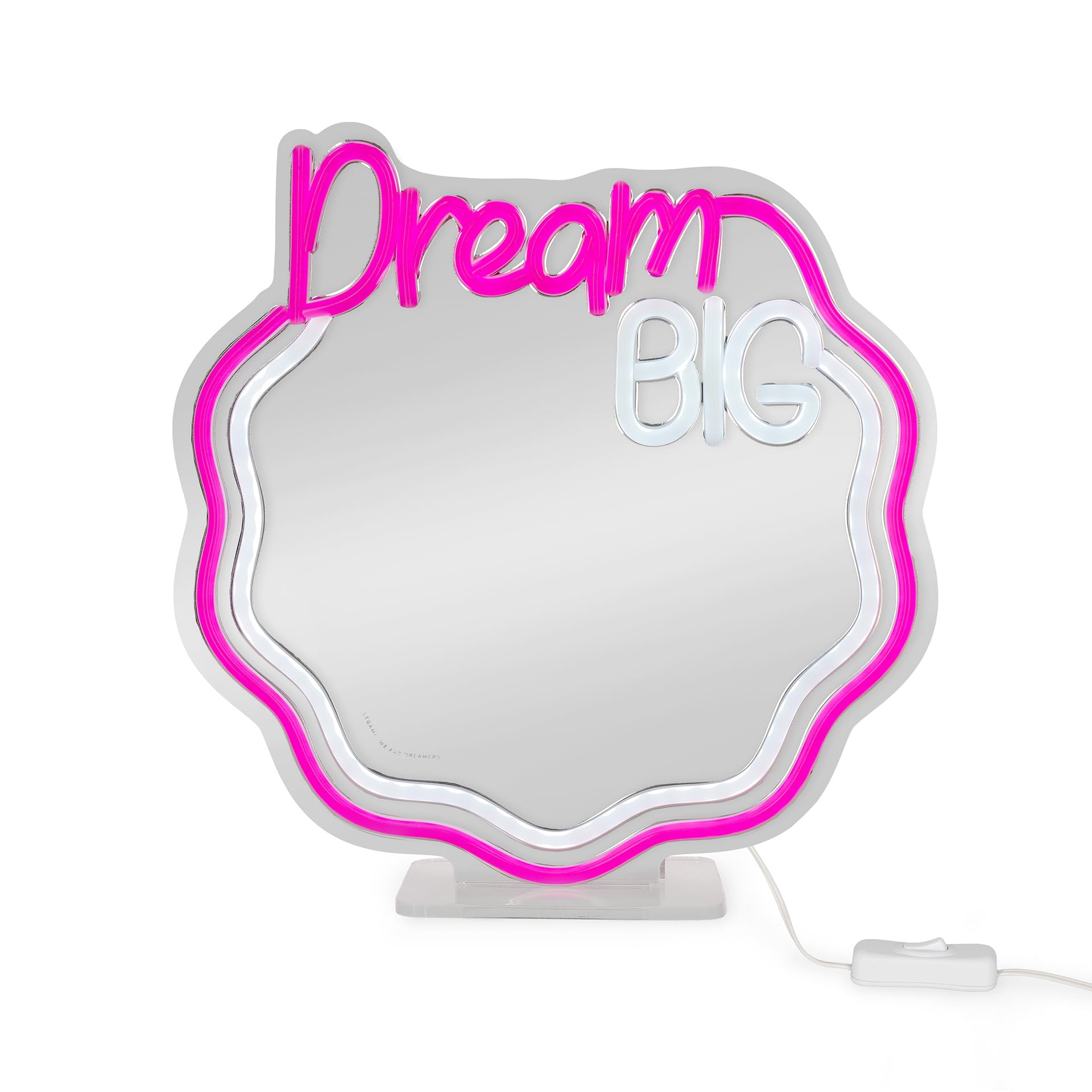 LEGAMI - Miroir avec Lumière LED Effet Néon, It's a Sign, Alimentation par Câble Type-C (Inclus), Base Amovible et Trou de Fixation pour Le Suspendre