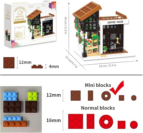 Miniatura 4 de City Cafe - Juego de juguetes de construcción, bloques de construcción modulares de cafetería, regalo de Halloween y Navidad para adultos, niños y