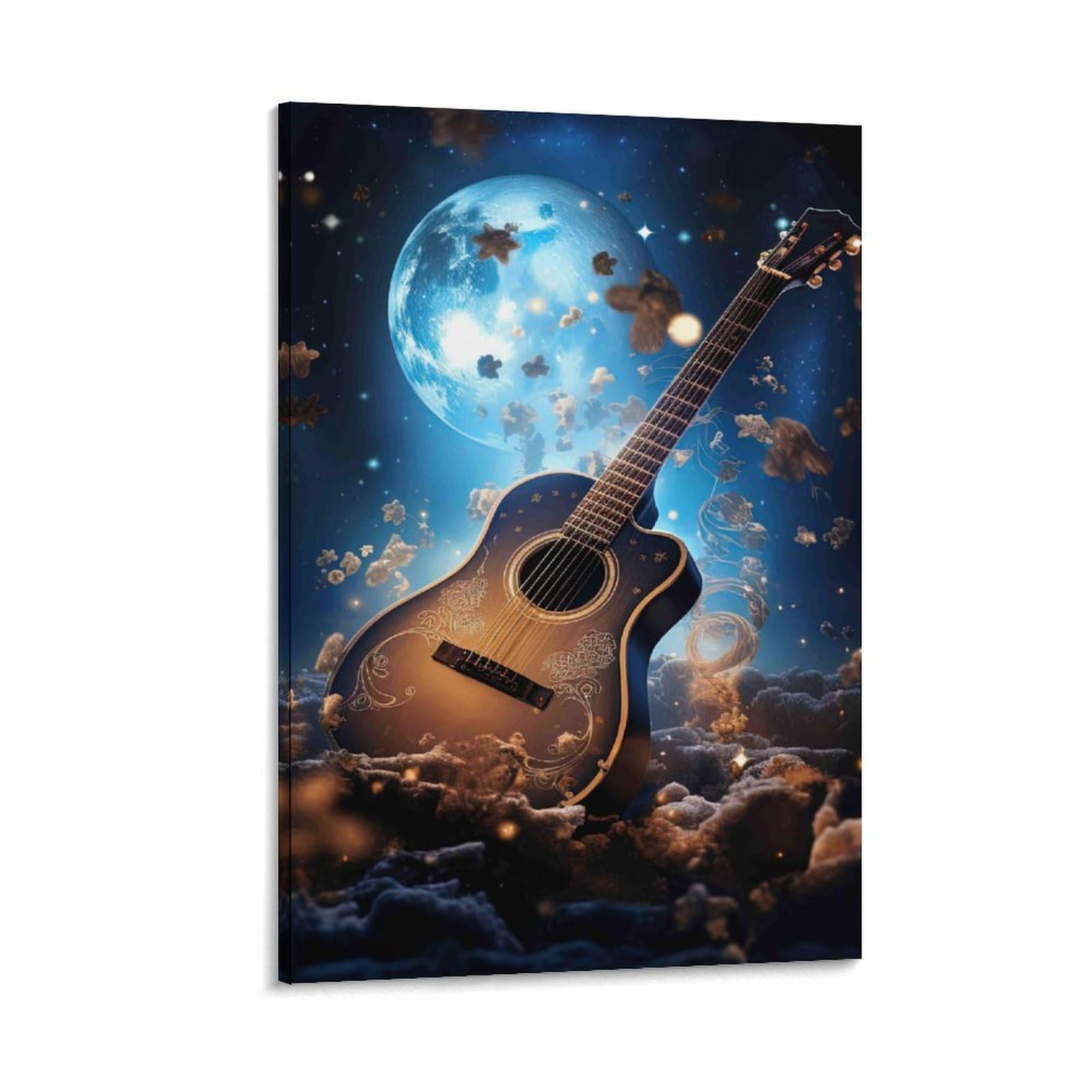 DHBANEIOK Fantasy Guitar Space Poster Artwork Giclee Canvas Prints Modern Canvas Wall Art Picture Wall Hanging for Office Gym Living Room Decor 24x36inch(60x90cm)