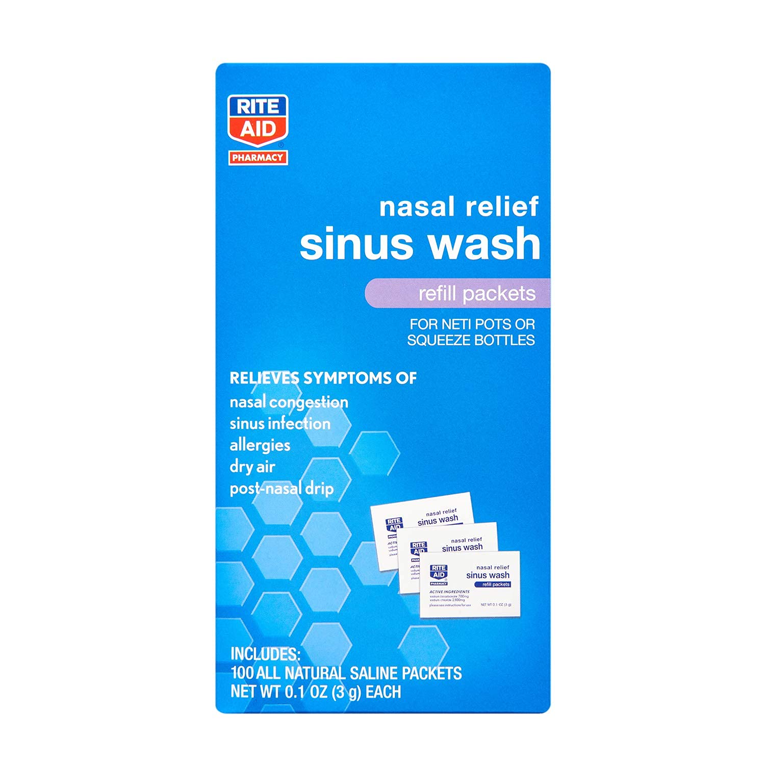 Rite Aid Sinus Wash Refill, Individually Wrapped Saline Packets 100