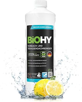 BiOHY Vordach- und Terrassenreiniger (1l Flasche) | Bio Konzentrat für Glasdächer, Kunststoffdächer, Wintergärten | Nachhaltige Reinigung & Pflege | Hohe Wirksamkeit und strahlender Glanz