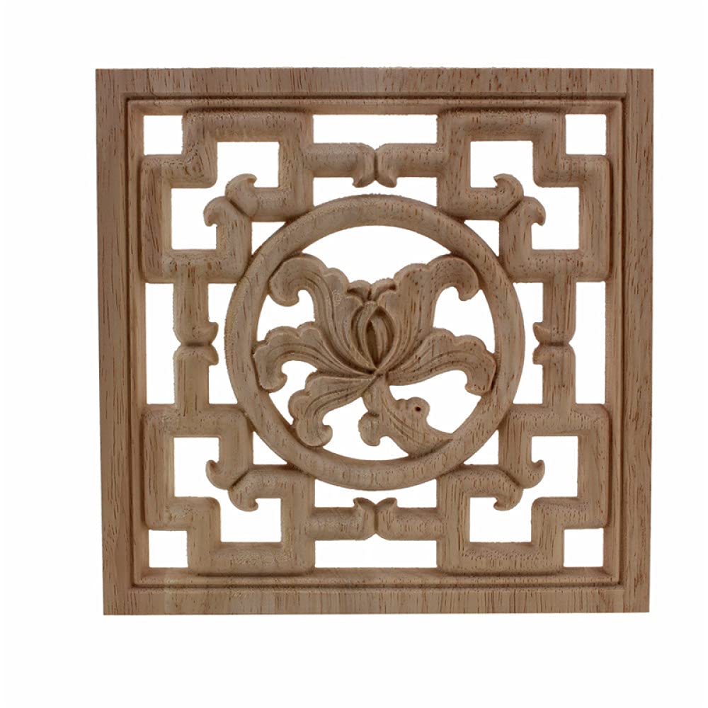 Applique en bois sculpté cadre onlay meuble figurine décorative et mur 15x15cm