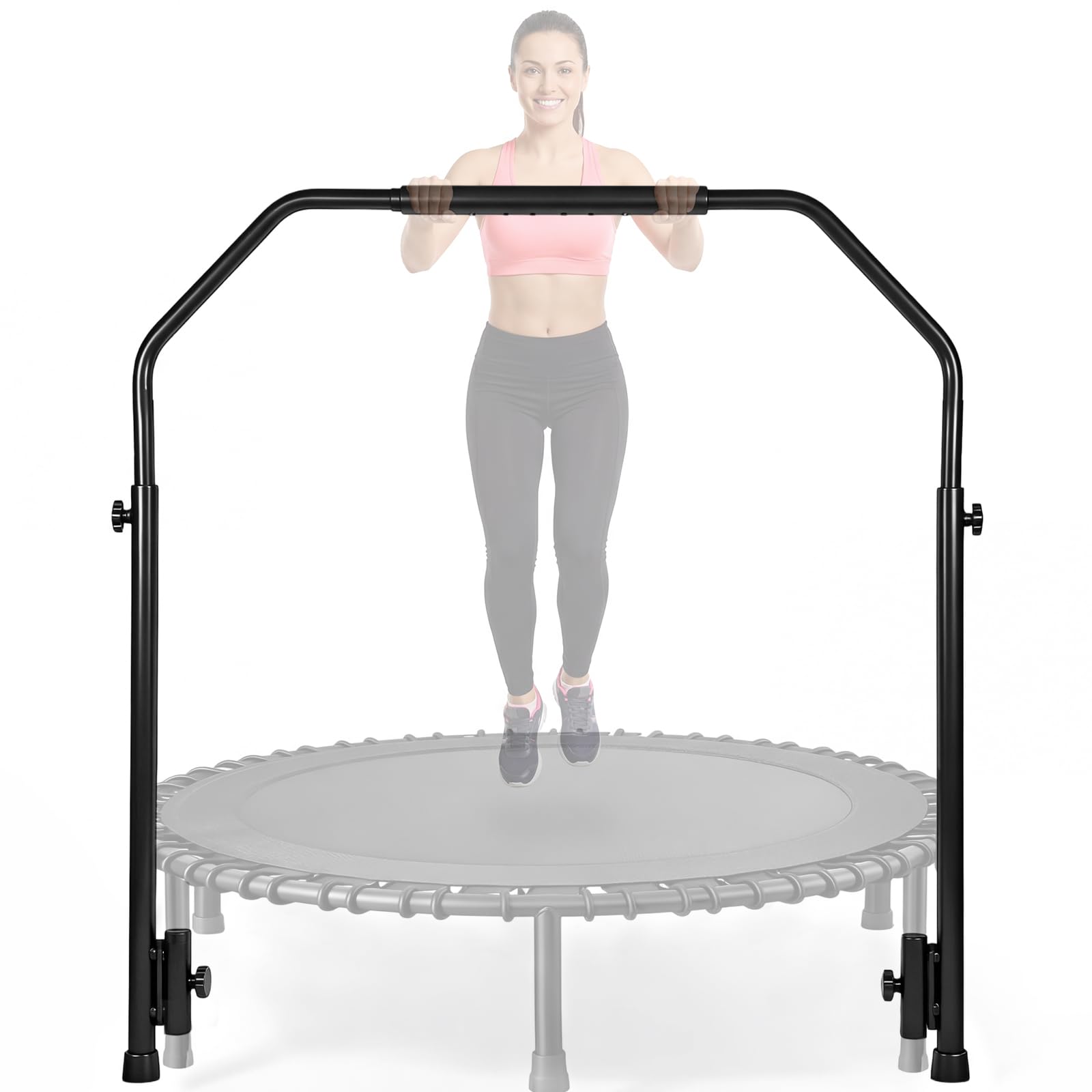 Arrowbash Adjustable Handle Bar Accessory for 40" Round Fitness Trampolines Non-Slip Cushy Rebounder Handle Accessory 4 Levels Adjustable Easy Assembly Trampoline Not Included