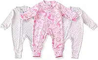Kit 3 Macacão Bebê Amore Vira Pé com Zíper Menina (100% Algodão)