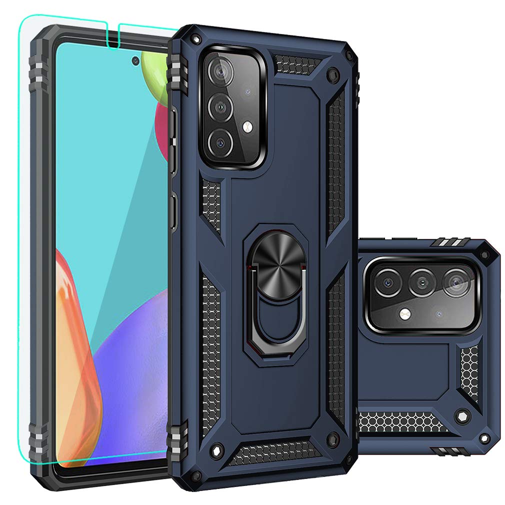 SKTGSLAMY Galaxy A52 Case,Samsung A52 4G/5G Case,with Screen Protector,[Military Grade] 16ft. Drop d Cover with Magnetic Kickstand Car Mount Protective Case for Samsung Galaxy A52, Blue