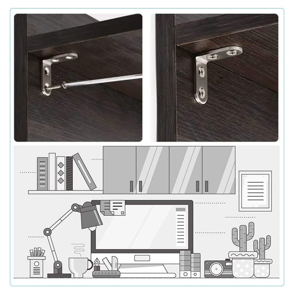 20 Staffe Angolari 90° In Acciaio Inox 20x20mm - Con Viti Per Fissare Mobili, Tavoli, Sedie, Librerie In Legno - Foto 10