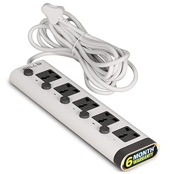 iBELL 5MPLUS Extension Cord/Board with 5 Meter Cord Length, 5 Way Multi Socket Spike Guard, 2500W, 10A, 250V, Individual Switch, LED Indicator