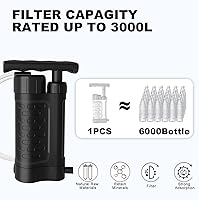 Vista 4 de Bomba de filtro de agua portátil, purificador de agua de supervivencia manual de 0.01 micrones para camping, senderismo, mochilero, emergencia