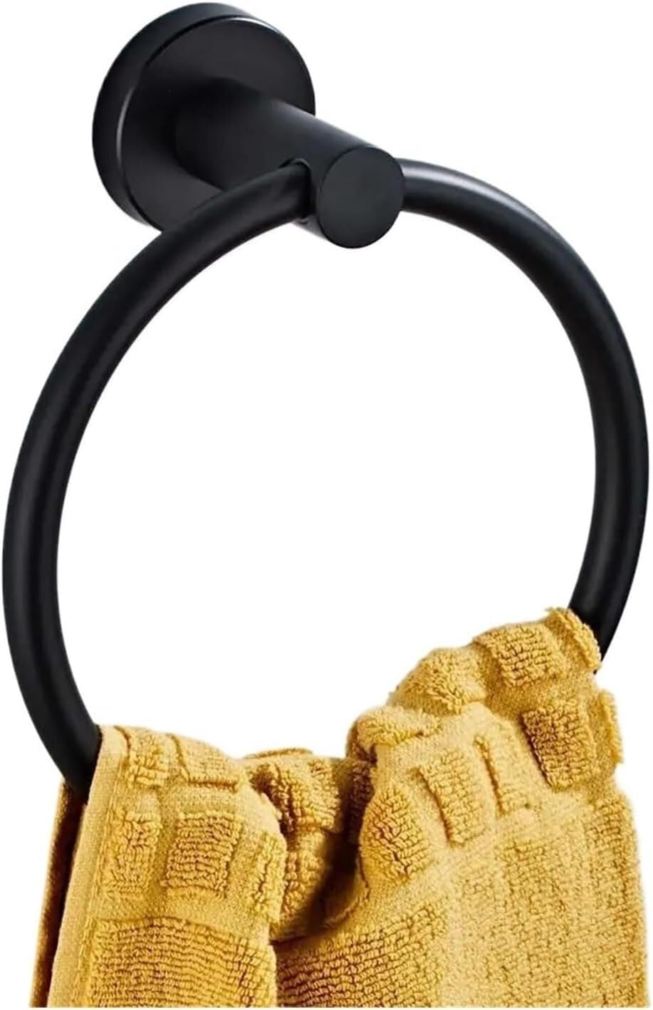 Handtuchring, Badezimmer-Handtuchhalter aus Edelstahl, modern, rund(A-black Towel Ring)