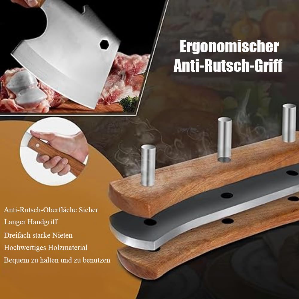 Kitory Hackmesser 15 cm, 4Cr14Mov Edelstahl Fleischerbeil, Full Tang Metzgermesser, Extrem Scharf Küchenbeil für Fleisch, Knochen & Geflügel, Ergonomischer Birnbaumholzgriff