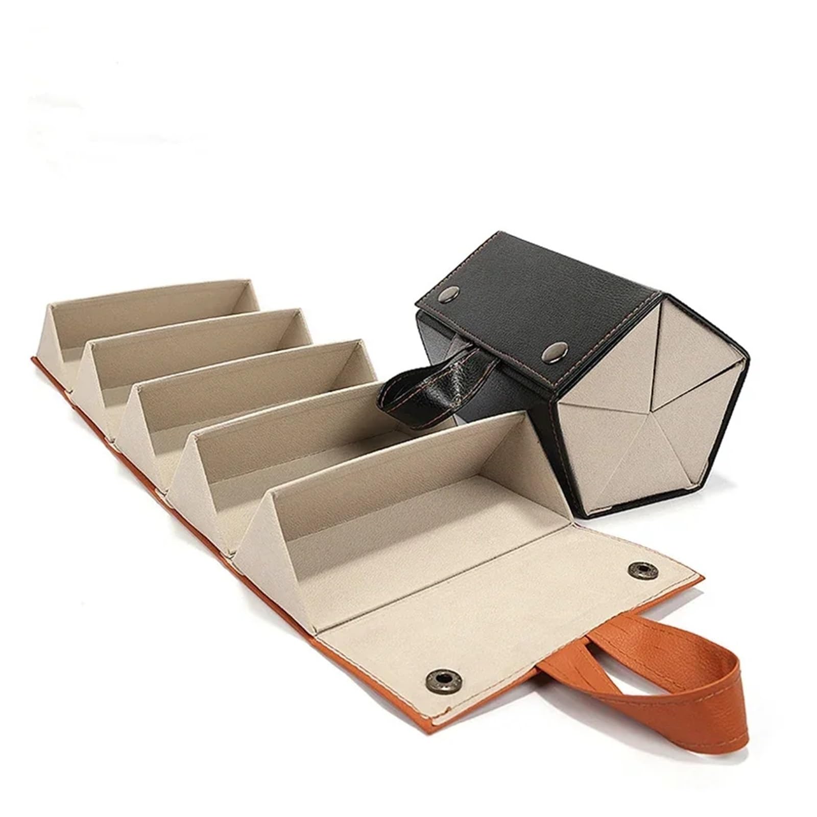 Organizer portatile for occhiali con 3/5 scomparti multiuso for riporre occhiali da sole, custodia in pelle PU pieghevole da viaggio