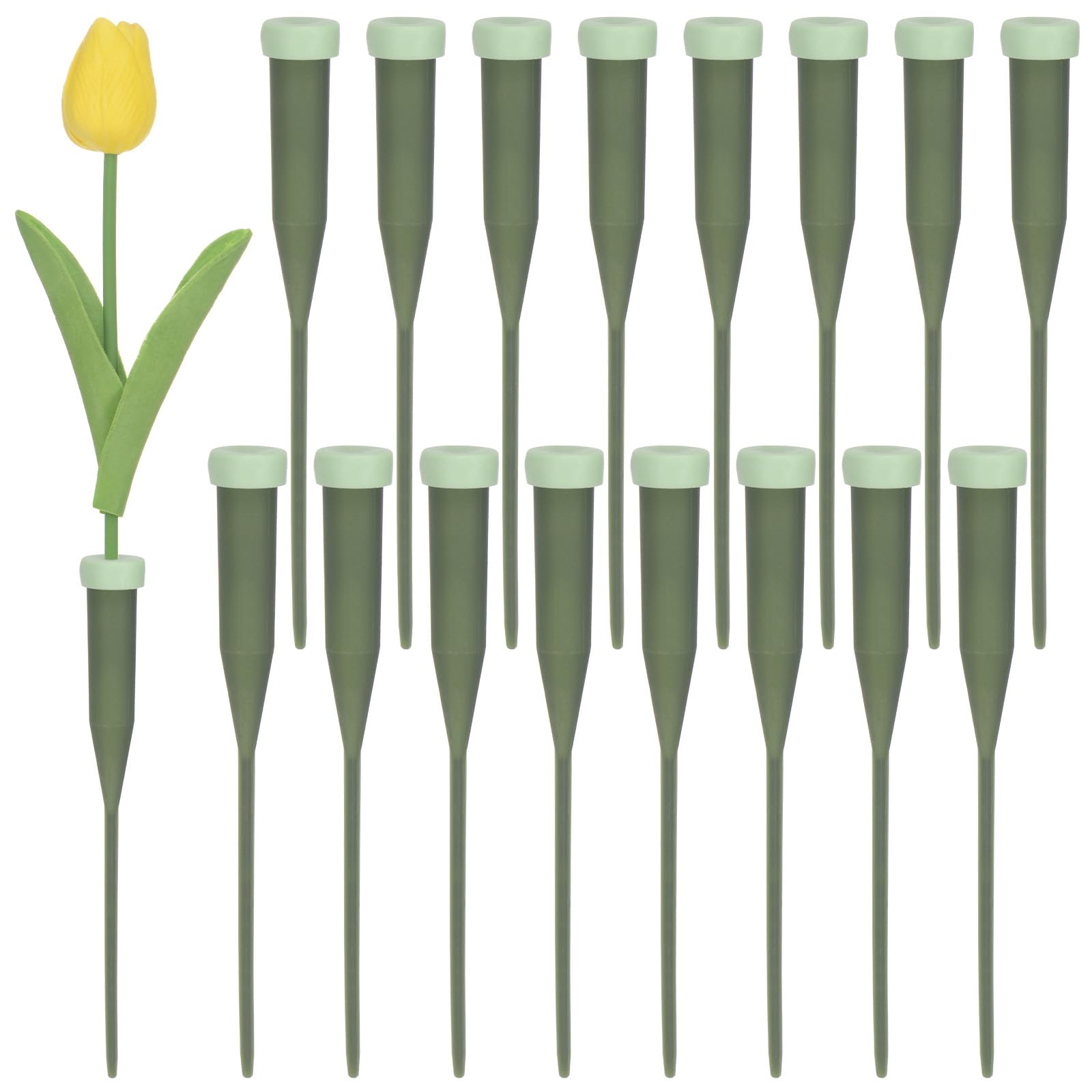 M METERXITY 100-Pack Floral Water Tubes, 5.7 Inch/ 14.5cm Plastic Floral Tubes with Rubber Caps for Flower Arrangements, Fresh Flower Water Tubes [Army Green]