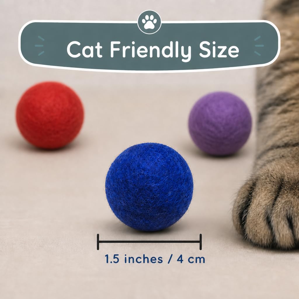 Filzball und Maus Spielzeug für Katzen und Kätzchen, niedlich, weich, leise, 4 cm, handgefertigt, natürlich, umweltfreundlich, 2 Filzmäuse, 3 Filz