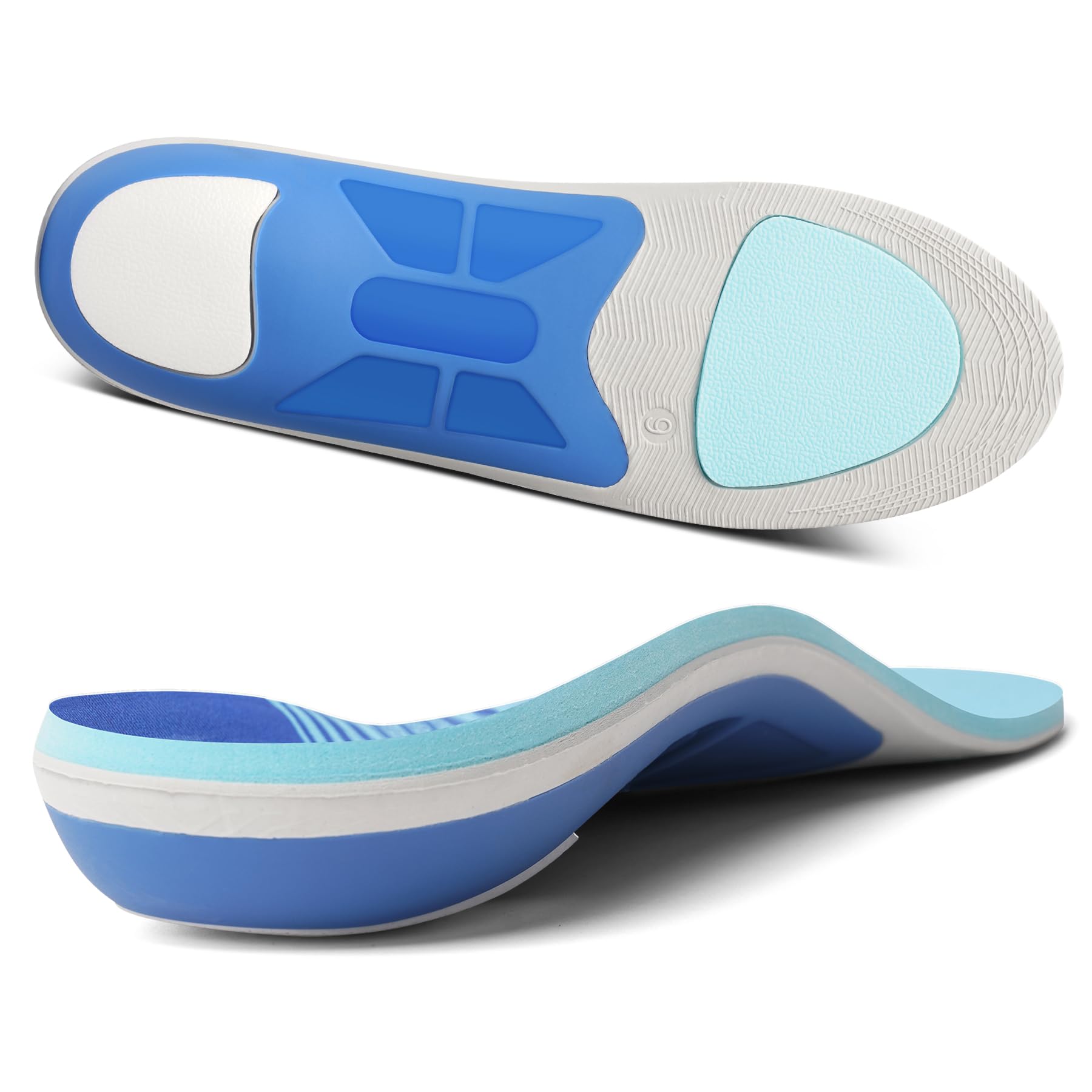 IFITNA Arch Support Inserts Plantar Fasciitis Relief Pain Orthotics Foot Insoles Men Flat Feet Heel Pad Shock Absorb Cushion Women Standing All Day,