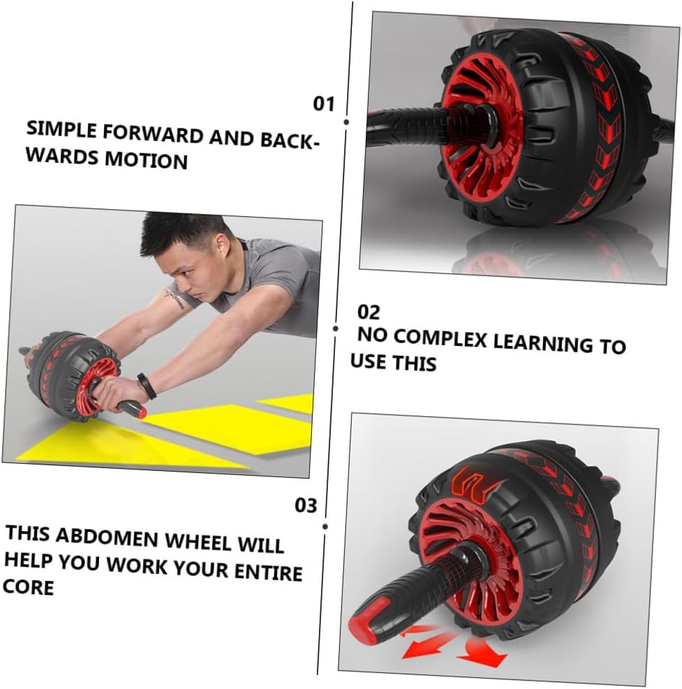 Ab Roller Wheel with Automatic Rebound, Double Exercise Fitness Roller for Abdominal Workout, Silent Mat Included, Home Gym Equipment for Core Strengthening