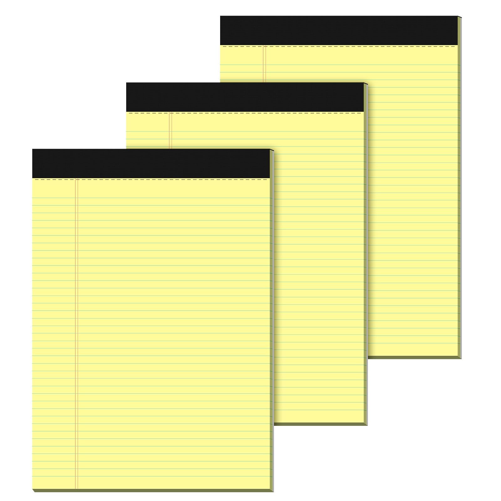 Yellow Legal Pads 8.5×11 Paper Tablets, College Ruled Yellow Writing Pads 3 Pack Note Pads 8.5"x11" 30 Sheets/60 Pages, Sturdy Backing – Lined Notepad Ideal for Students, Office, and Business Use