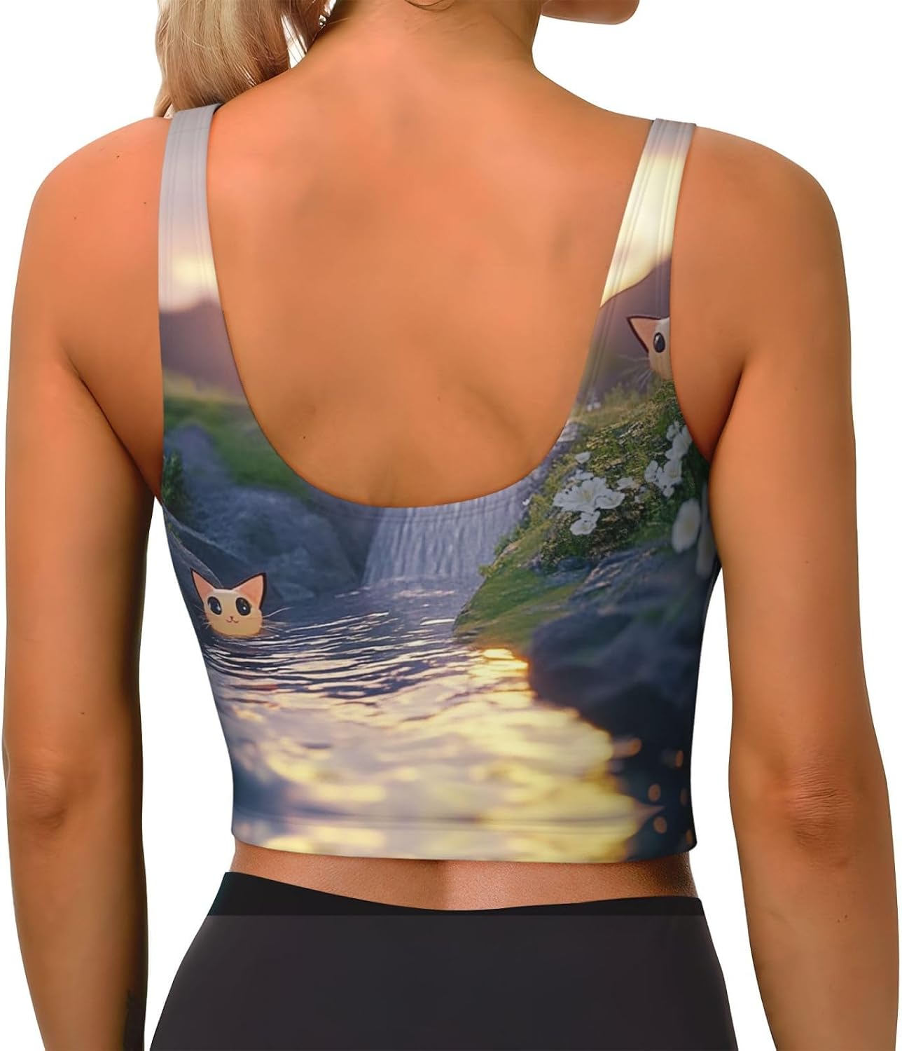 Cat Stream Sunset Women's Sports Bras - High Support Workout Tops for Women