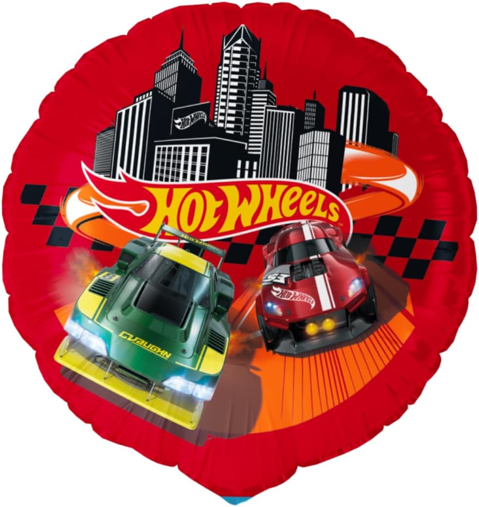 Hot Wheels Birthday Balloons, Children's Birthday Party Decorations, Helium or Air Balloons, Durable Material, 46 cm, 1 Piece, Multicoloured