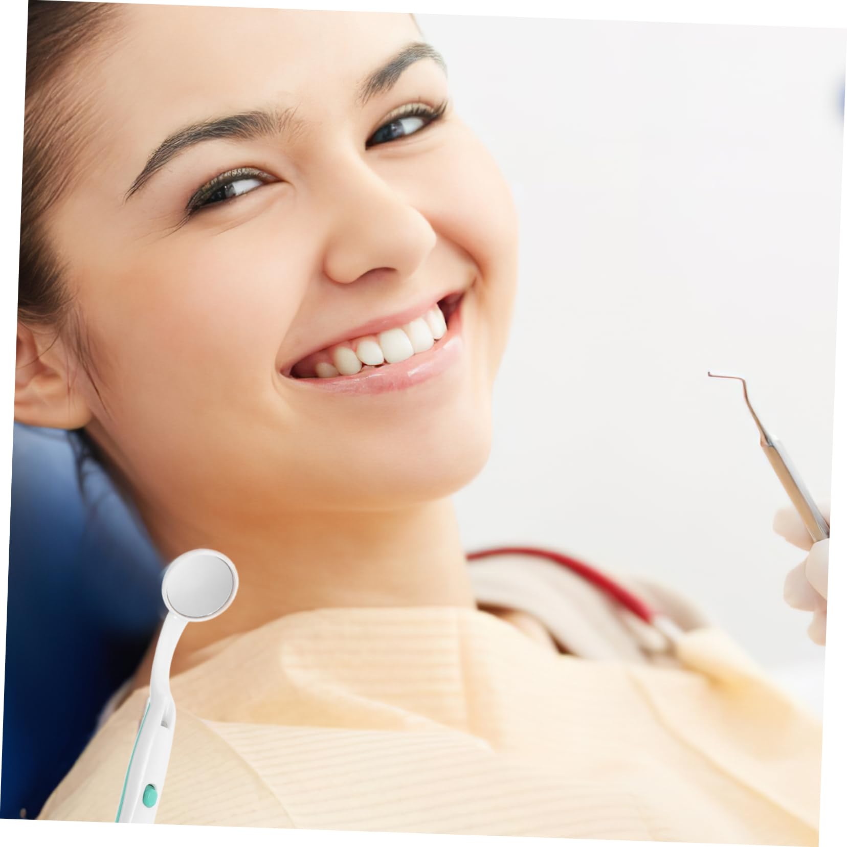 Specchietto per Denti Luce LED Verde, Specchio Dentale in Plastico Pratico e Sicuro per Ispezione Orale e Controllo Dentale