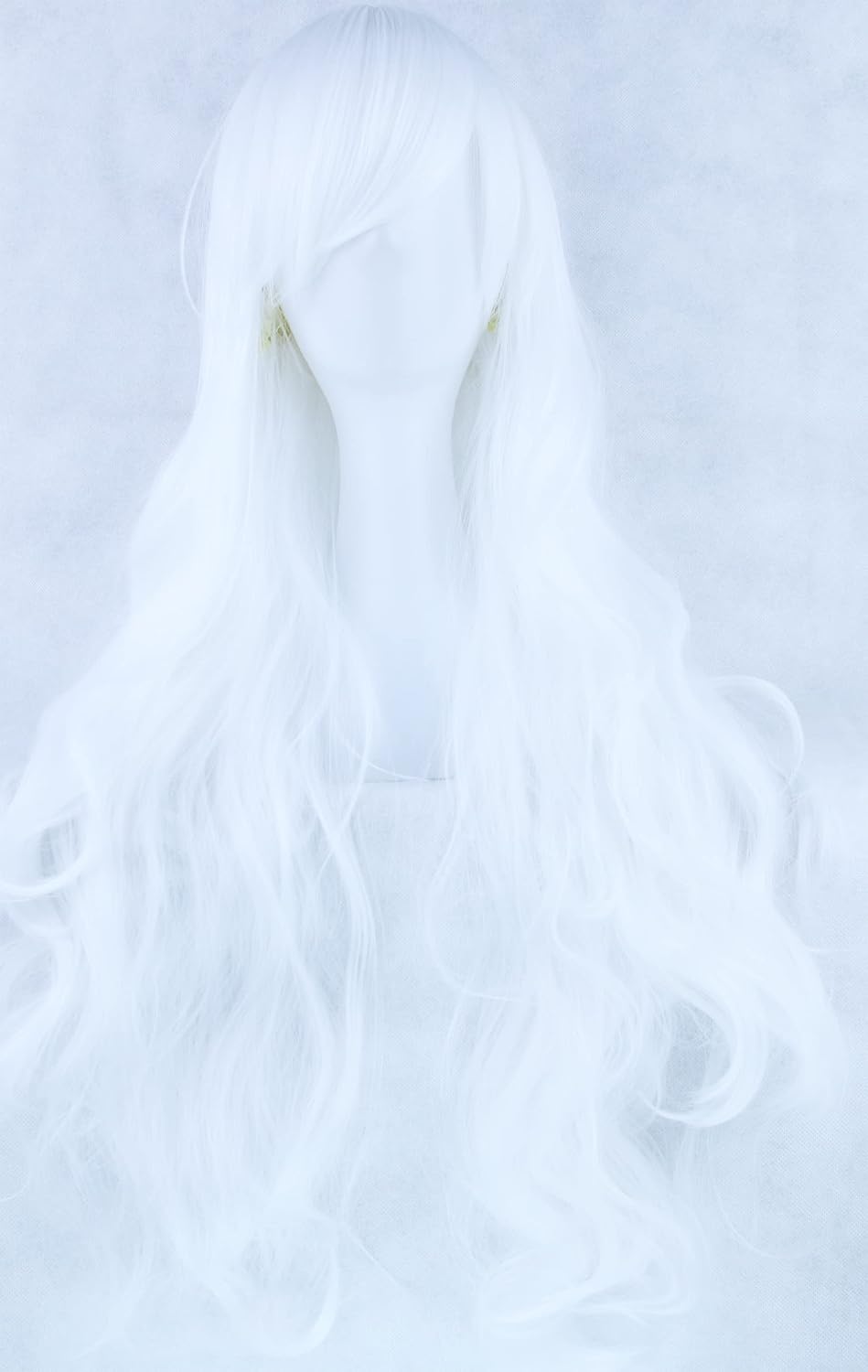 IMISSU 80cm Long Curly Natural Hair Cosplay Wig with Bangs Colorful Halloween Costume Party Wigs for Women (Pure White) - Image 3
