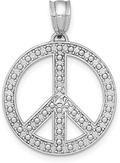 Colar de ouro branco 14 k com pingente de símbolo da paz, joias finas para mulheres, presentes para ela, Ouro Branco Pedra