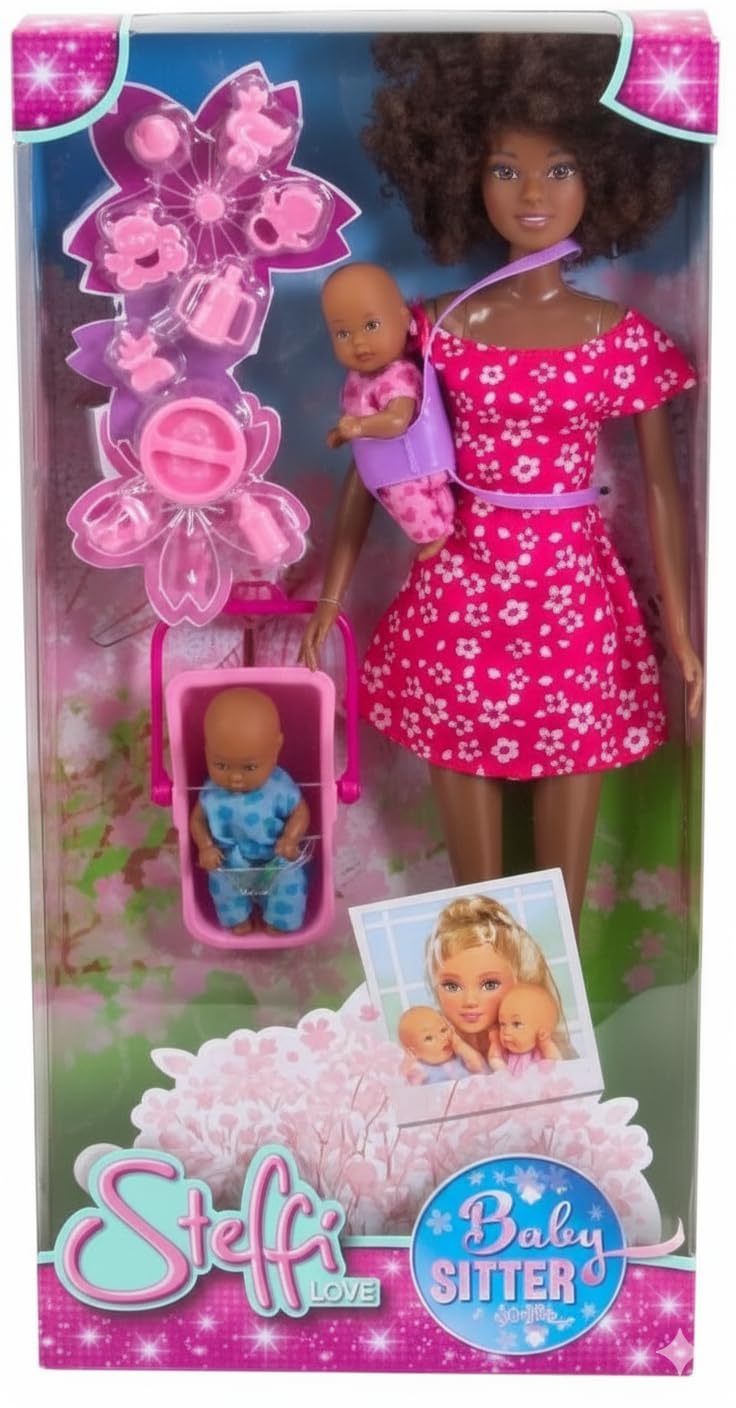 Simba Steffi Love Babysitter Doll Set, 11-in Height, Multicolor - Includes Two Baby Dolls, Baby Carrier and Accessories, for Girls