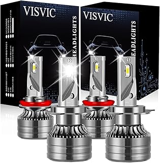 VISVIC H7 H11 LED Headlight Bulbs Combo, 24000LM High Beam Low Beam LED Bulb Kit, 400% Brightness, 6500K Cool White, Halogen Replacement, Plug and Play, Pack of 4