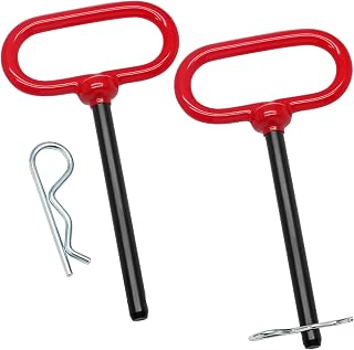 2Pcs Lawn Mower Trailer Hitch Pin 3/8 x 4 Inch Trailer Gate Pin, Heavy Duty Towing Hitch Pin with Rubber Coated, Garden Tractor Trailer Hitch Pin for ATV, Golf Cart, RV, Truck, Boat, Car