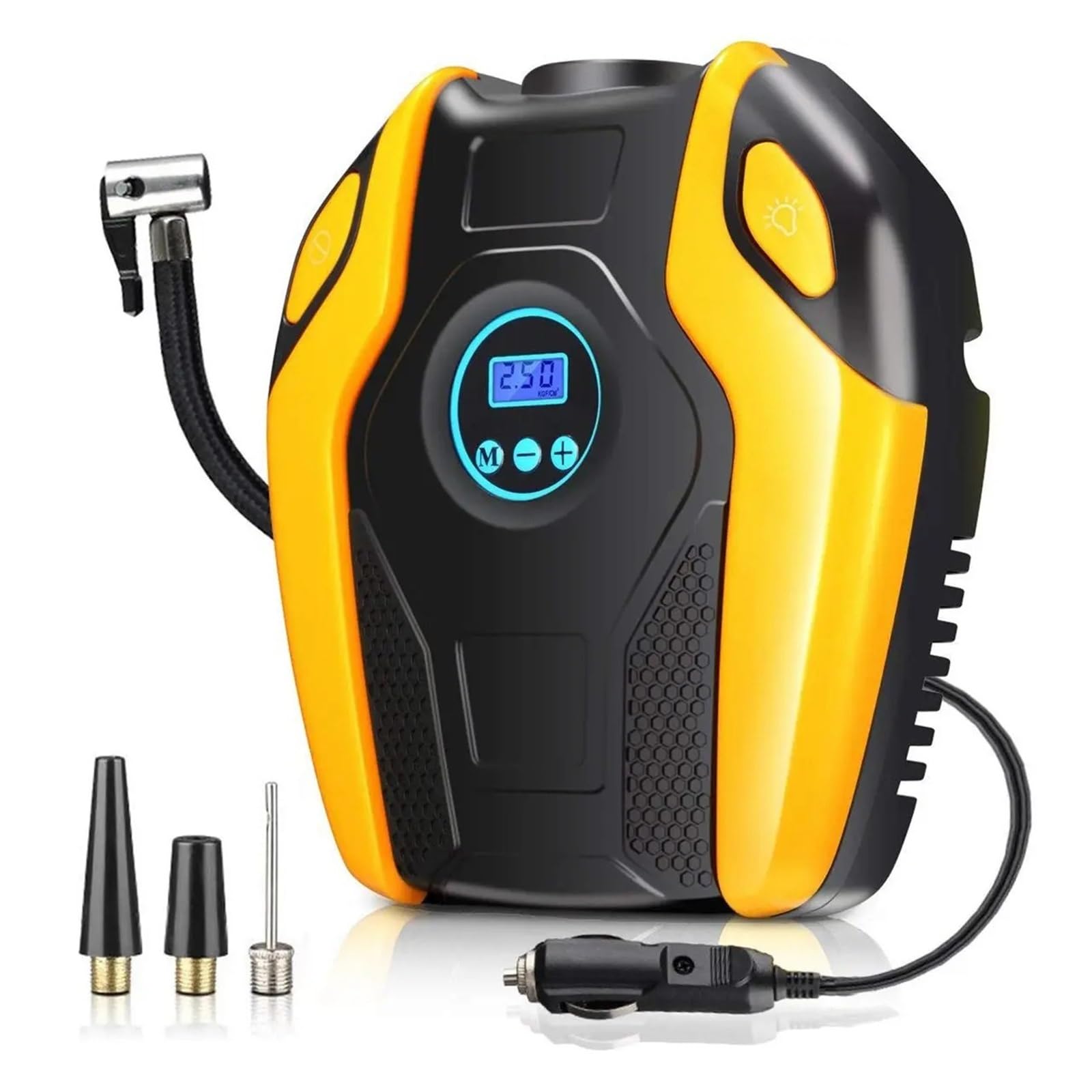 GWJKG Cyfrowa pompka do opon samochodowych Auto przenośna sprężarka powietrza do opon do kół samochodowych elektryczna pompka do opon 12V szybka, bez wysiłku