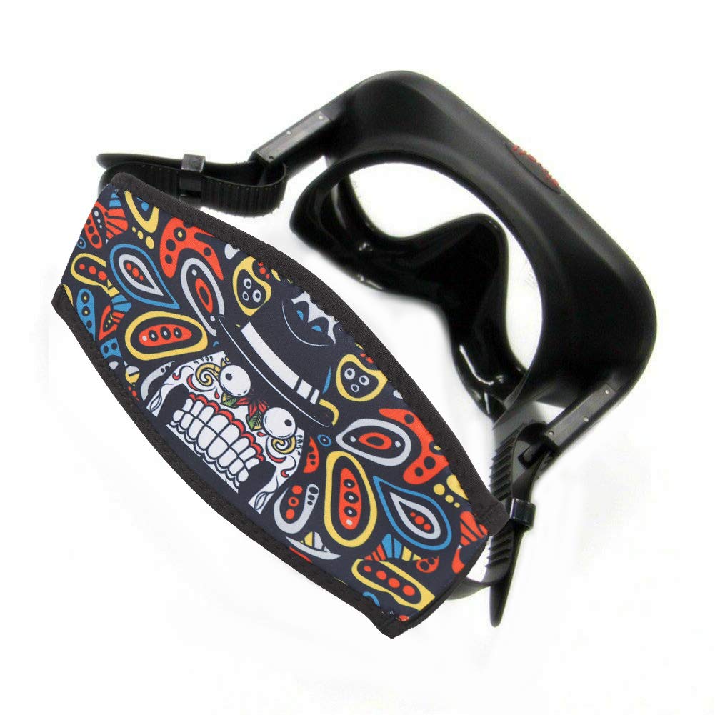 KIMISS 010 SBR Buceo, Protector de Cabello de Neopreno a un Lado Máscara Correa Doble Snorkel Espejo BeltCartoon Impresión Dientes Divertidos