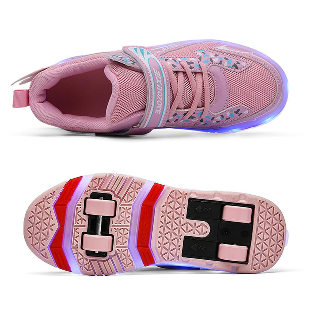 Mateju Zapatos con Ruedas para Niña y Niño, Patines con 4 Ruedas, Zapatillas Deportivas al Aire Libre Retráctil, Zapatillas de Skateboarding Niñas Niños, Adulto
