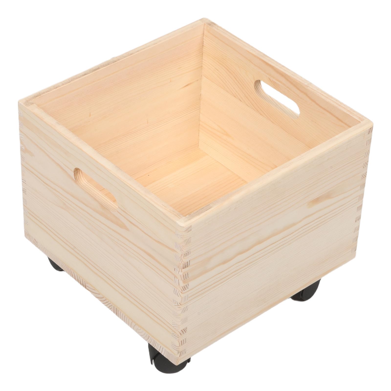 TOYANDONA Scatola Porta Riviste in Legno, Porta Libri Quadrata con Ruote, Beige, per Studenti e Famiglie, per Dormitori e Cassetta da Cucina, Stile Cassa Rustica